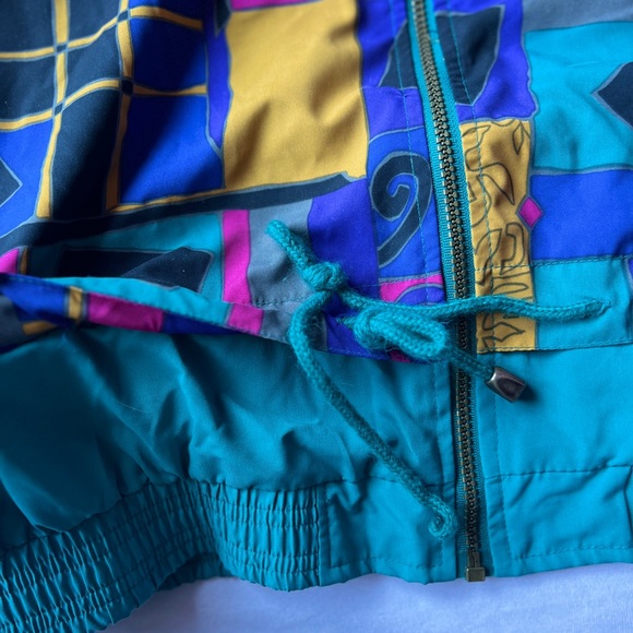 L Casual Isle Track Suit Nylon Aztec Motif Purple Teal Large Lined Vintage Retro - Picture 5 of 15